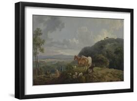 Morning: Landscape with Mares and Sheep, C.1770-80-George the Elder Barret-Framed Giclee Print