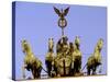 Morning Light on Brandenburg Gate, Unter Den Linden, Berlin, Germany-Walter Bibikow-Stretched Canvas