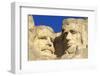 Morning light on Lincoln and Roosevelt detail, Mount Rushmore National Memorial, South Dakota, USA.-Russ Bishop-Framed Photographic Print