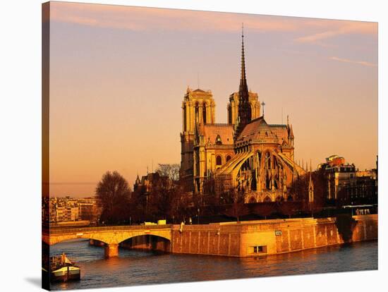Morning Light on Notre Dame, Paris, France-Walter Bibikow-Stretched Canvas