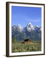 Morning Light on the Tetons and Old Barn, Grand Teton National Park, Wyoming, USA-Howie Garber-Framed Premium Photographic Print