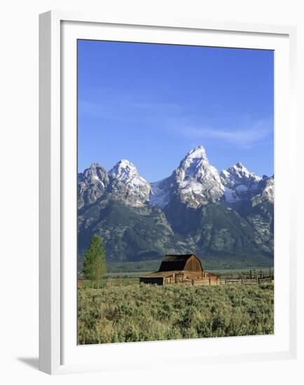 Morning Light on the Tetons and Old Barn, Grand Teton National Park, Wyoming, USA-Howie Garber-Framed Premium Photographic Print