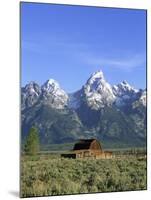 Morning Light on the Tetons and Old Barn, Grand Teton National Park, Wyoming, USA-Howie Garber-Mounted Premium Photographic Print