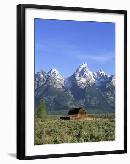 Morning Light on the Tetons and Old Barn, Grand Teton National Park, Wyoming, USA-Howie Garber-Framed Photographic Print