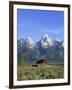 Morning Light on the Tetons and Old Barn, Grand Teton National Park, Wyoming, USA-Howie Garber-Framed Photographic Print