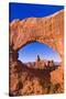 Morning light on Turret Arch through North Window, Arches National Park, Utah, USA-Russ Bishop-Stretched Canvas