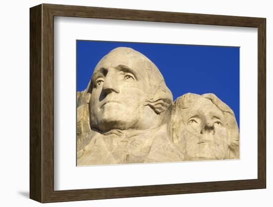 Morning light on Washington and Jefferson detail, Mount Rushmore National Memorial, South Dakota-Russ Bishop-Framed Photographic Print