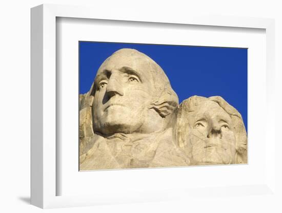 Morning light on Washington and Jefferson detail, Mount Rushmore National Memorial, South Dakota-Russ Bishop-Framed Photographic Print