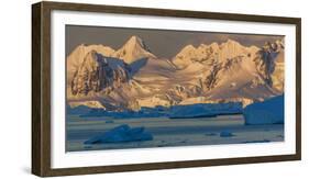 Morning light shines on the mountains and Icebergs, Antarctica-Art Wolfe-Framed Photographic Print