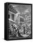 Morning - London streets-William Hogarth-Framed Stretched Canvas