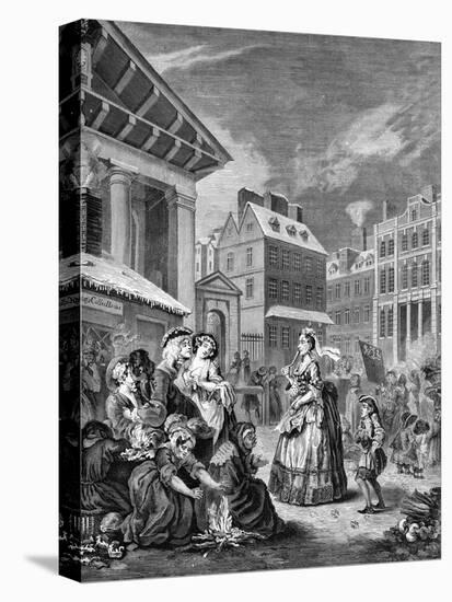Morning - London streets-William Hogarth-Stretched Canvas
