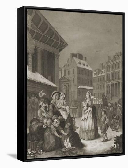 Morning - London streets-William Hogarth-Framed Stretched Canvas