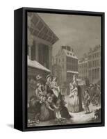 Morning - London streets-William Hogarth-Framed Stretched Canvas