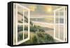 Morning Meditation with Windows-Diane Romanello-Framed Stretched Canvas