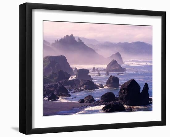 Morning Mist along Oregon Coast near Nesika, Oregon, USA-Adam Jones-Framed Premium Photographic Print