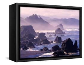 Morning Mist along Oregon Coast near Nesika, Oregon, USA-Adam Jones-Framed Stretched Canvas