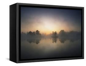 Morning Mist and Sunrise along Wetlands-Hans Strand-Framed Stretched Canvas
