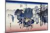 Morning Mist at Mishima, from the Series "53 Stations of the Tokaido," 1834-35-Ando Hiroshige-Mounted Giclee Print