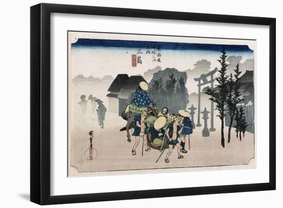 Morning Mist at Mishima', from the Series 'The Fifty-Three Stations of the Tokaido', C.1834-Utagawa Hiroshige-Framed Giclee Print