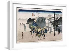 Morning Mist at Mishima', from the Series 'The Fifty-Three Stations of the Tokaido', C.1834-Utagawa Hiroshige-Framed Giclee Print