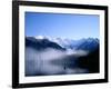 Morning Mist Covers Taisho-Ike Lake and Hodaka Mountain Range, Kamikochi, Nagano, Japan-null-Framed Premium Photographic Print