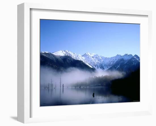 Morning Mist Covers Taisho-Ike Lake and Hodaka Mountain Range, Kamikochi, Nagano, Japan-null-Framed Photographic Print