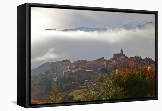 Morning Mist in Arboussols-David Lomax-Framed Stretched Canvas