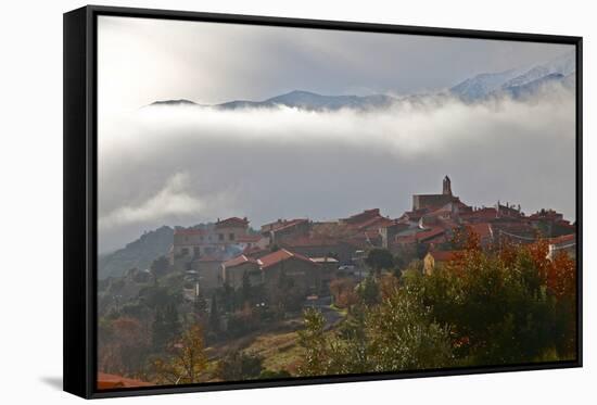 Morning Mist in Arboussols-David Lomax-Framed Stretched Canvas