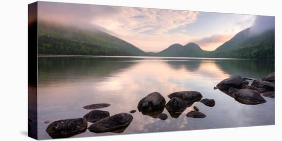 Morning Mist on Jordan Pond, Acadia National Park, Maine, USA-null-Stretched Canvas