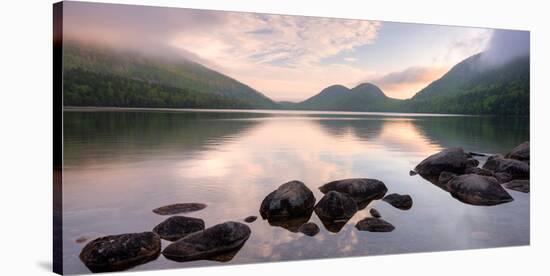 Morning Mist on Jordan Pond, Acadia National Park, Maine, USA-null-Stretched Canvas
