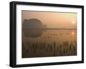 Morning Mist, Sunrise, Limestone Mountain Scenery, Tam Coc, Ninh Binh, North Vietnam-Christian Kober-Framed Photographic Print