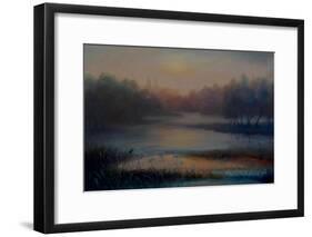 Morning Mist with Kingfisher, 2018-Lee Campbell-Framed Giclee Print