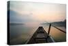 Morning of the Lake with  the Boat-jannoon028-Stretched Canvas
