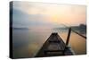 Morning of the Lake with  the Boat-jannoon028-Stretched Canvas