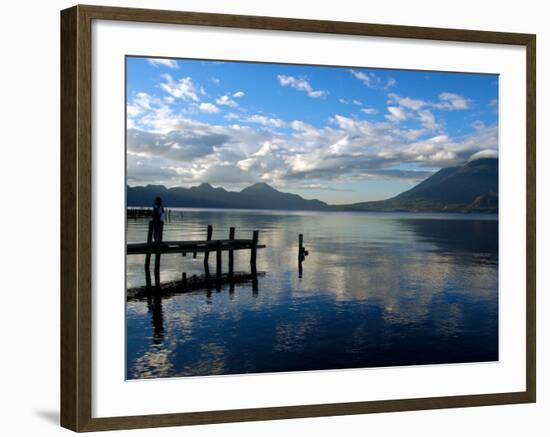 Morning on Lake Atitlan with Toliman Volcano, Panajachel, Solola, Western Highlands, Guatemala-Cindy Miller Hopkins-Framed Photographic Print