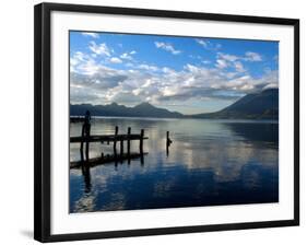 Morning on Lake Atitlan with Toliman Volcano, Panajachel, Solola, Western Highlands, Guatemala-Cindy Miller Hopkins-Framed Photographic Print