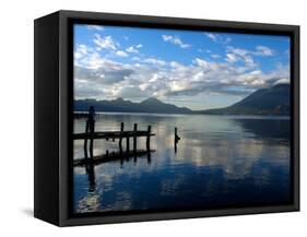 Morning on Lake Atitlan with Toliman Volcano, Panajachel, Solola, Western Highlands, Guatemala-Cindy Miller Hopkins-Framed Stretched Canvas