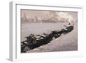 Morning on the Huangpu River-Shao Keping-Framed Art Print