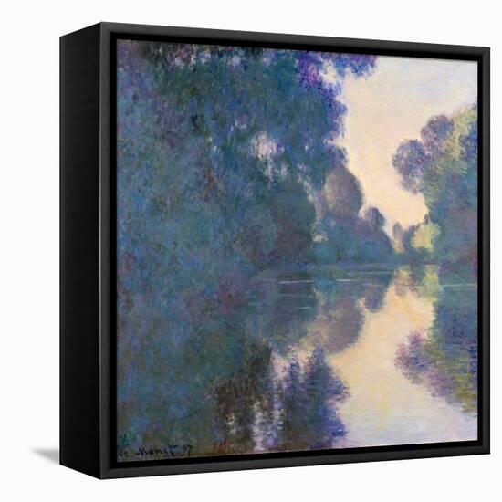 Morning on the Seine Near Giverny-Claude Monet-Framed Stretched Canvas