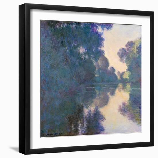 Morning on the Seine Near Giverny-Claude Monet-Framed Giclee Print