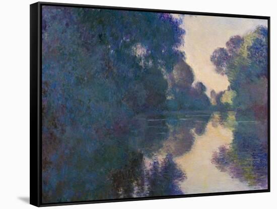 Morning on the Seine near Giverny-Claude Monet-Framed Stretched Canvas