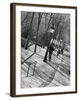 Morning on the Staircase to Montmartre, Rue Foyatier, Montmartre, Paris, France-Walter Bibikow-Framed Photographic Print