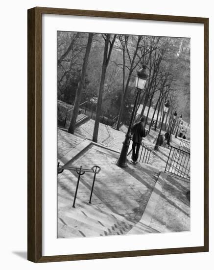 Morning on the Staircase to Montmartre, Rue Foyatier, Montmartre, Paris, France-Walter Bibikow-Framed Photographic Print