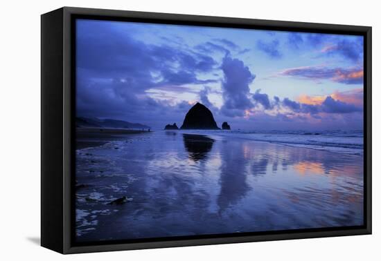 Morning Reflection Walk at Cannon Beach, Oregon Coast-Vincent James-Framed Stretched Canvas