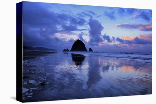 Morning Reflection Walk at Cannon Beach, Oregon Coast-Vincent James-Stretched Canvas