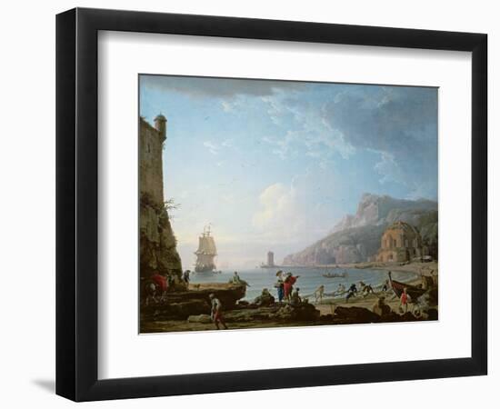 Morning Scene in a Bay, 1752-Claude Joseph Vernet-Framed Giclee Print