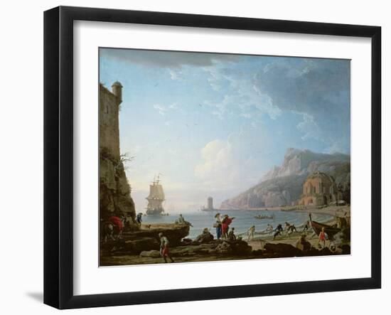 Morning Scene in a Bay, 1752-Claude Joseph Vernet-Framed Giclee Print