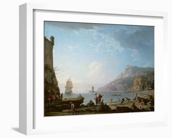 Morning Scene in a Bay, 1752-Claude Joseph Vernet-Framed Giclee Print