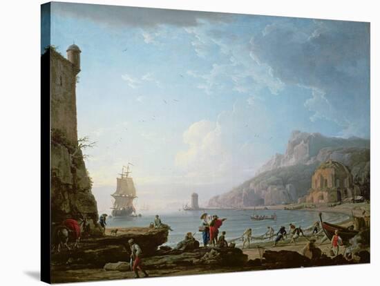 Morning Scene in a Bay, 1752-Claude Joseph Vernet-Stretched Canvas