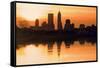 Morning Silhouette of Indianapolis-benkrut-Framed Stretched Canvas